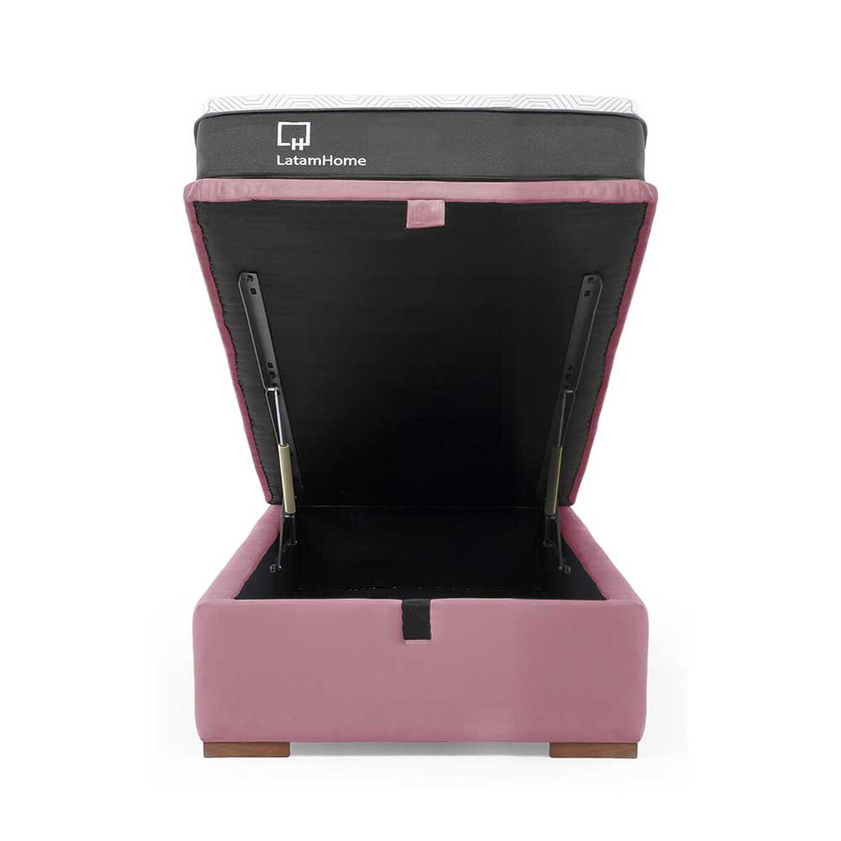 Cama Boxet Latam Home 1.5 Plazas + Colch&oacute;n Resortes Zen Pro Funda Lavable Palo Rosa