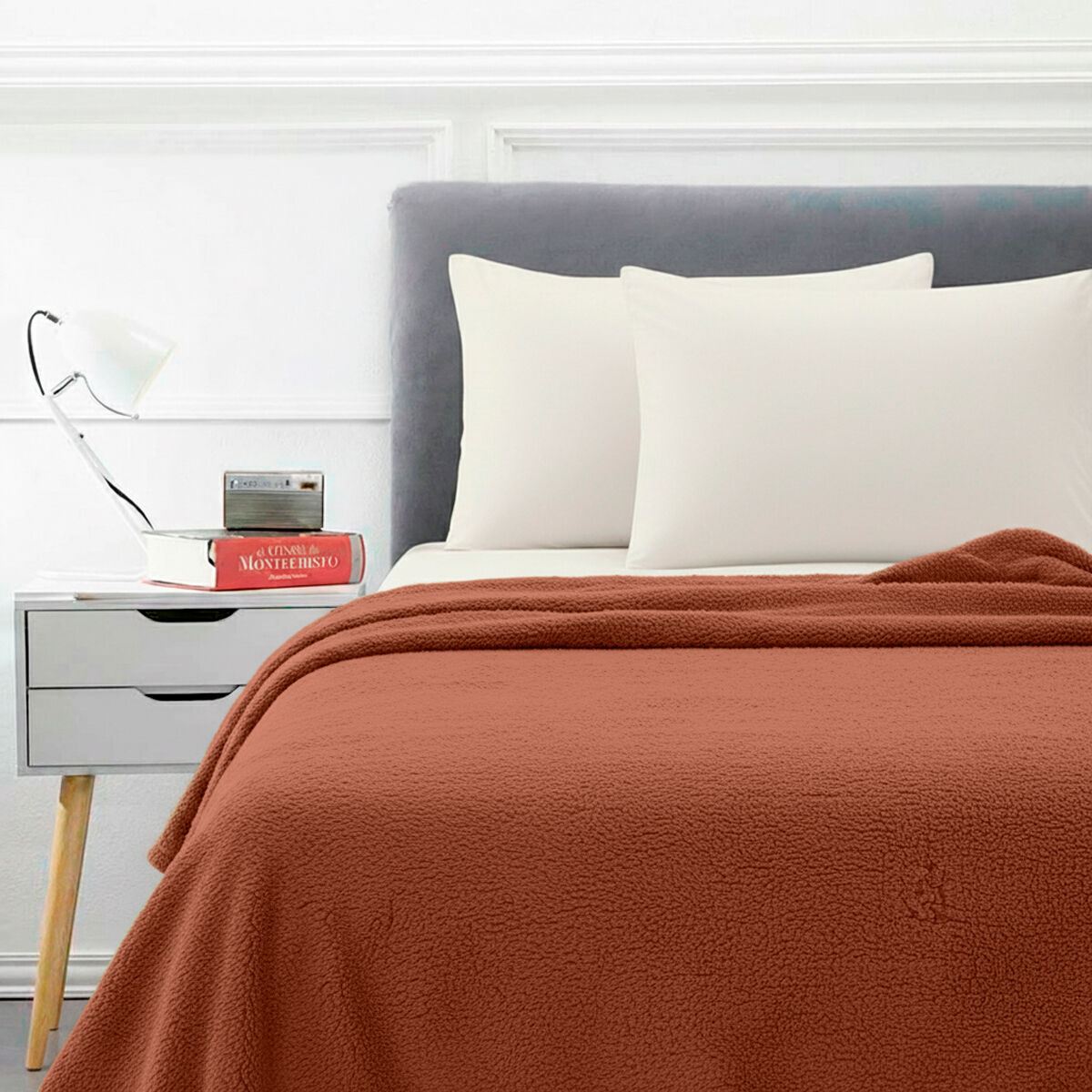 Frazada Sherpa Color Casanova 1,5 Plazas