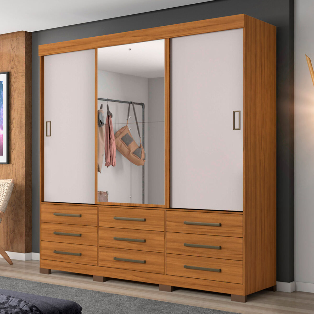 Closet Home Mobili Enzo 3 Puertas 9 Cajones Beige