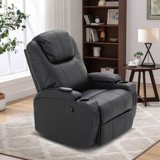 Bergere Multifunción Mecedora Giratorio con Masaje Zoy Home Lhasa PU Negro