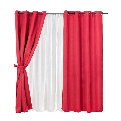 Set de Cortinas Mashini Frutill 140 x 220 cm Burdeo