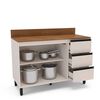 Mueble Base de Cocina Premier Vekkahome 2 Puertas 3 Cajones Beige