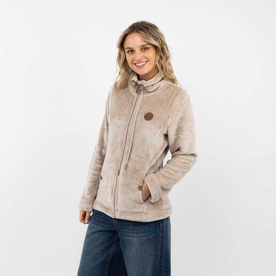 Polerón Peludo Mujer Icono Camel, Morado, Negro