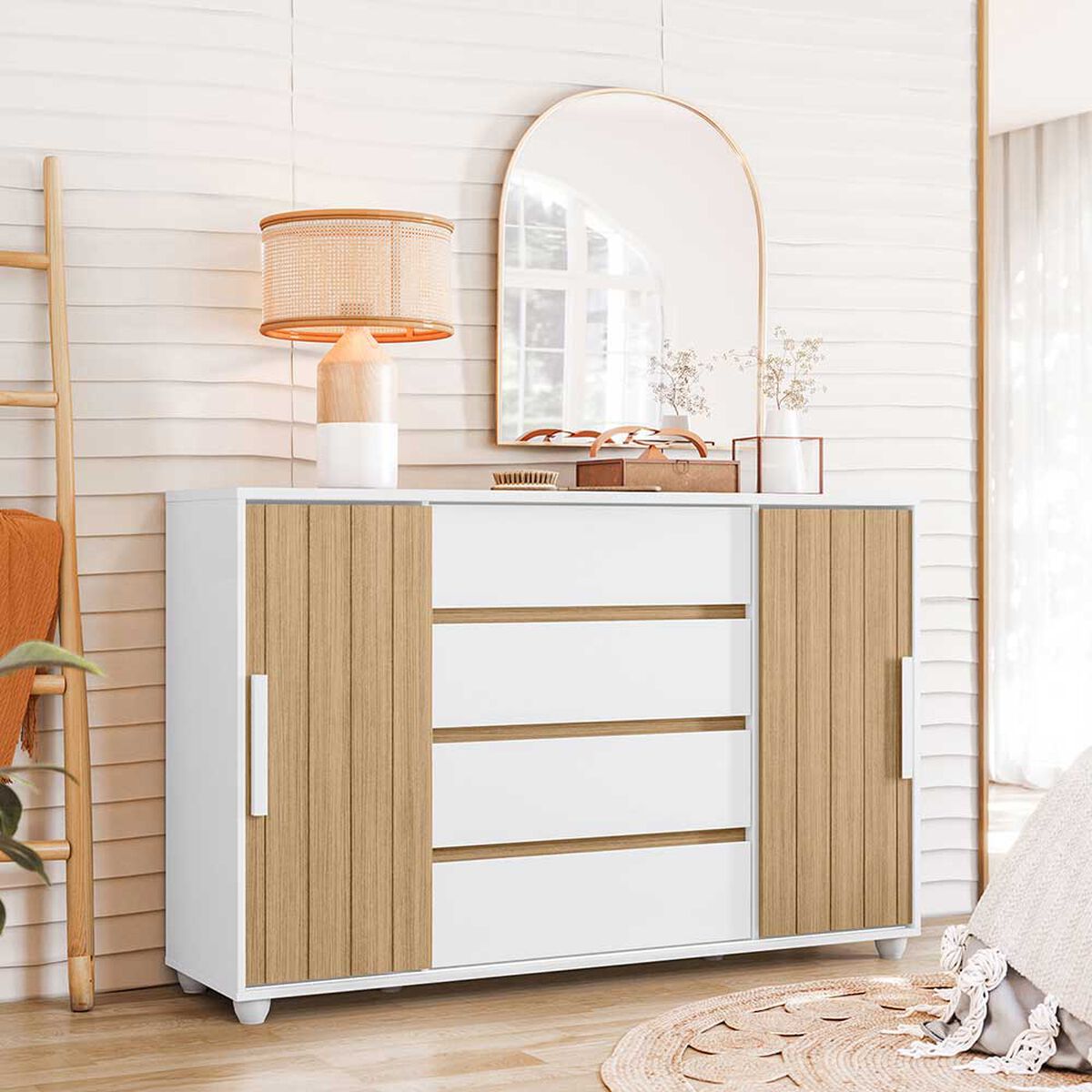 Cómoda Vekkahome Evidenza 4 Cajones Blanco