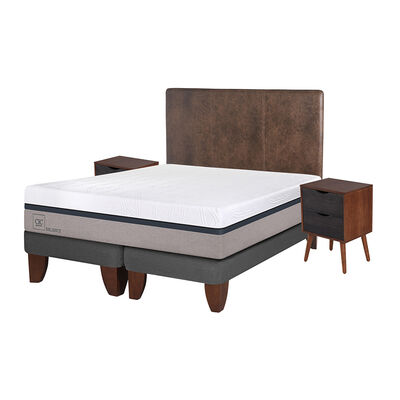 Imagen 2 del producto Cama Europea CIC Base Dividida 2 Plazas Balance + Respaldo + 2 Veladores Baker