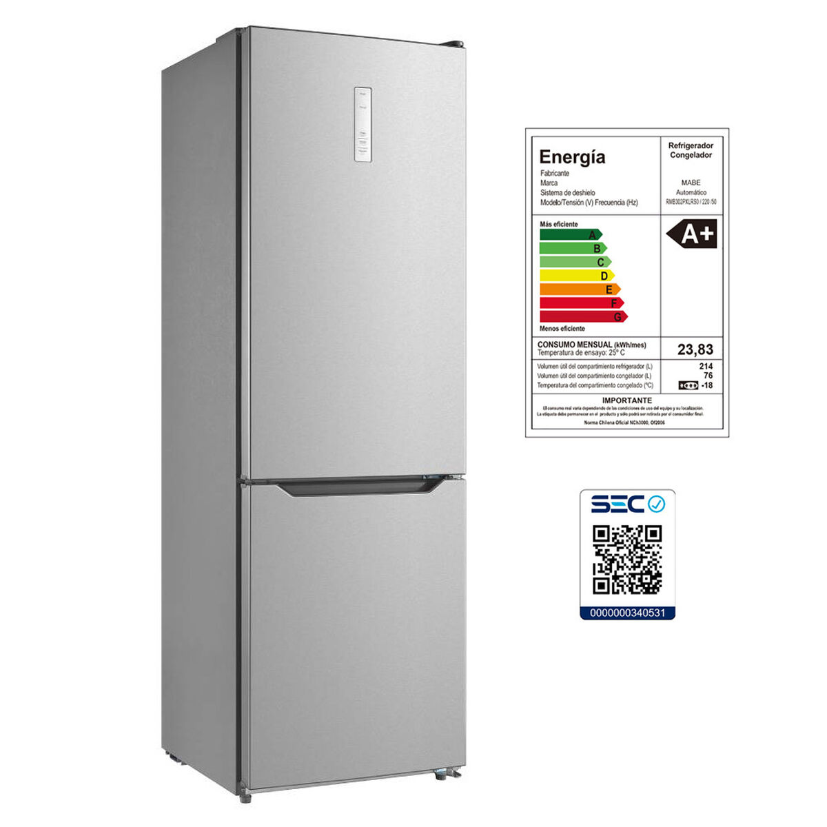 Refrigerador No Frost Mabe RMB302PXLR 290 lts.