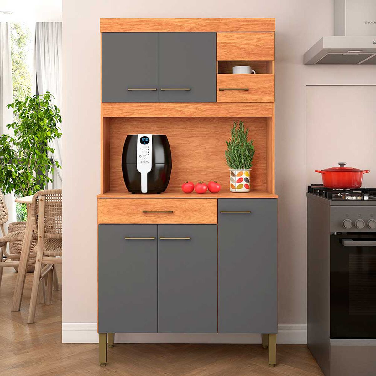 Kit Cocina Vekkahome Carla 5 Puertas Gris