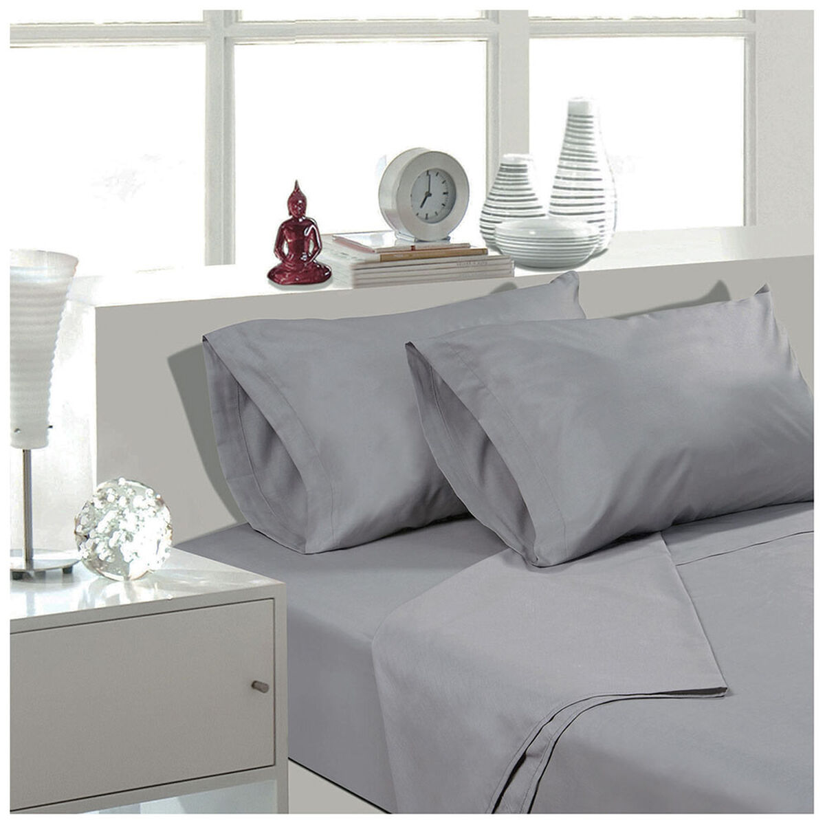 Juego de Sábanas Arthome 144 Hilos King Gris 