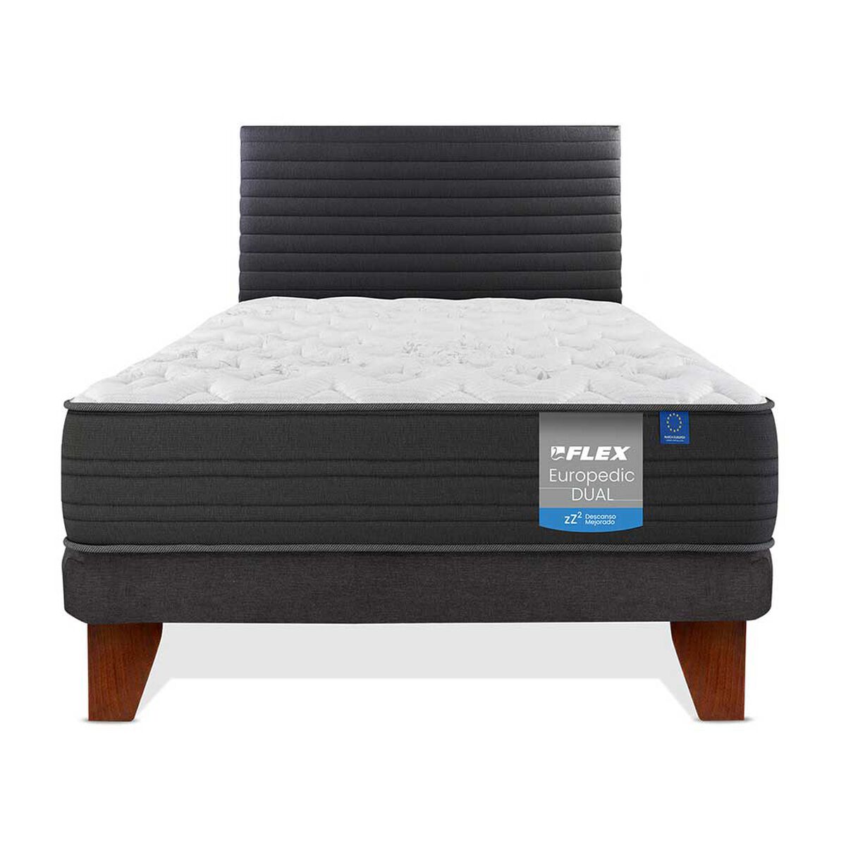 Cama Europea Flex 1.5 Plazas Europedic Dual + Respaldo Modern