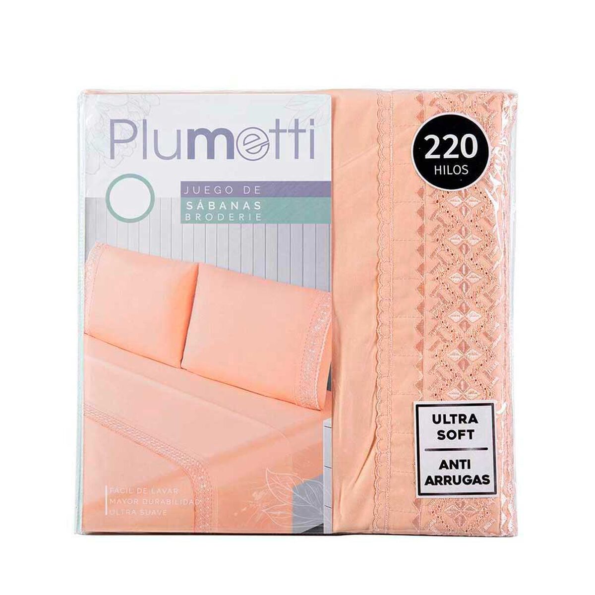 Juego de S&aacute;banas Liso Plumetti 2 Plazas Broderie Damasco