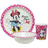 Set 3 Piezas Vajilla Infantil Minnie Material Eco En Caja Blanco
