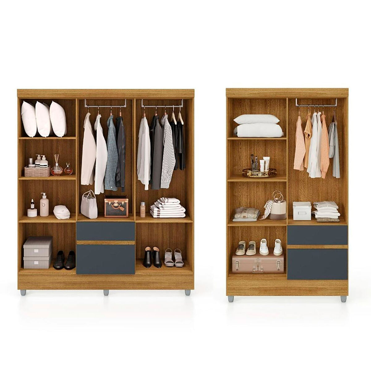 Combo Closet Vekkahome 6 Puertas + Closet 4 Puertas Americano Gris