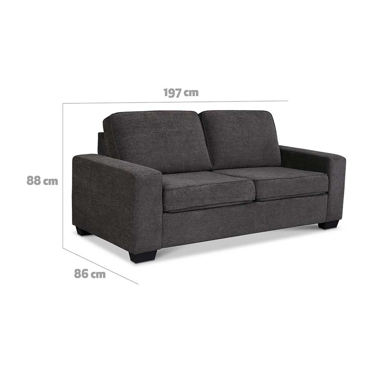 Sofá Cama CIC Bolonia 3 Cuerpos Gris