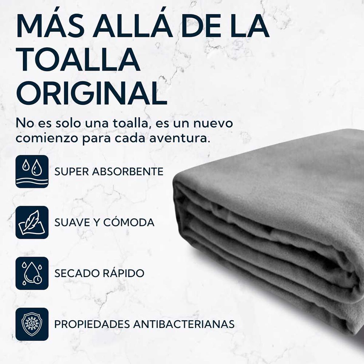 Pack Toallon Y Toalla Microfibra Suede Gris Pro Outdoor