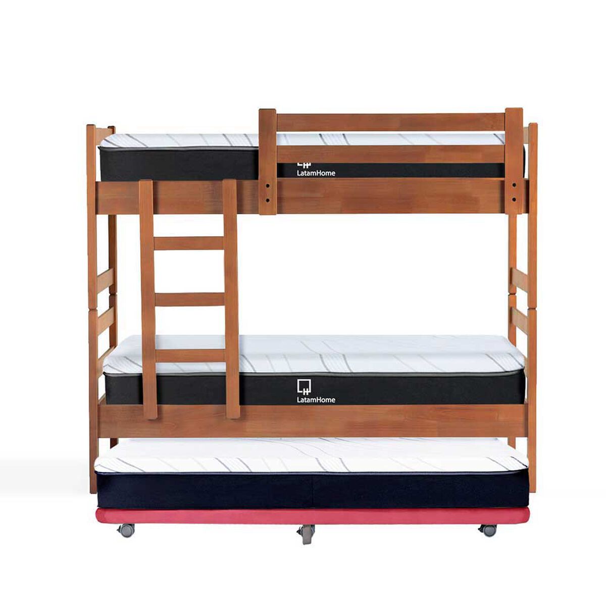 Camarote Triple Latam Home 1 Plaza Zen + Colchón Top Foam Palo Rosa