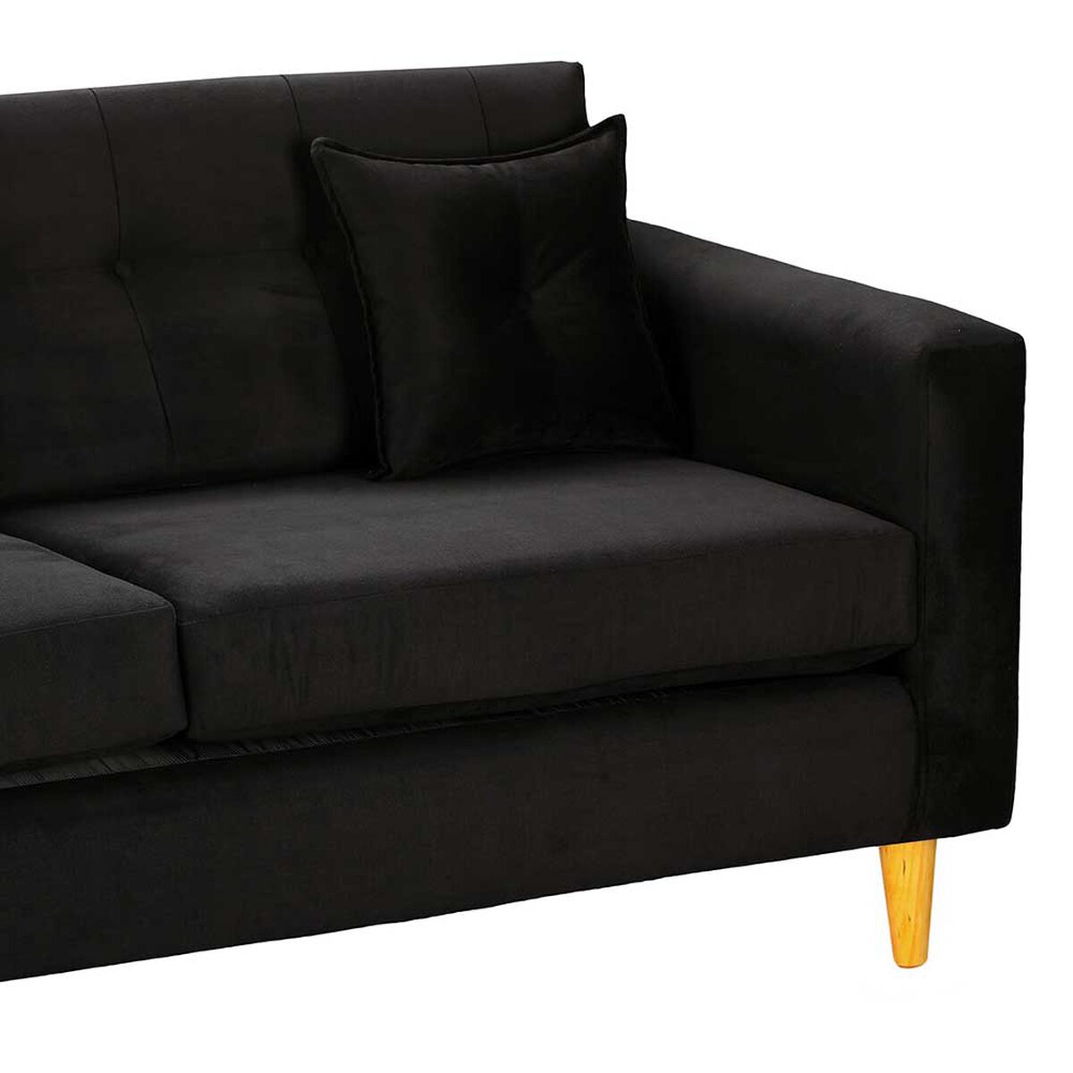 Juego de Living Bodevir New Retro Felpa 04 Sofá 3 Cuerpos + Dos Pouf 1 Cuerpo Negro 