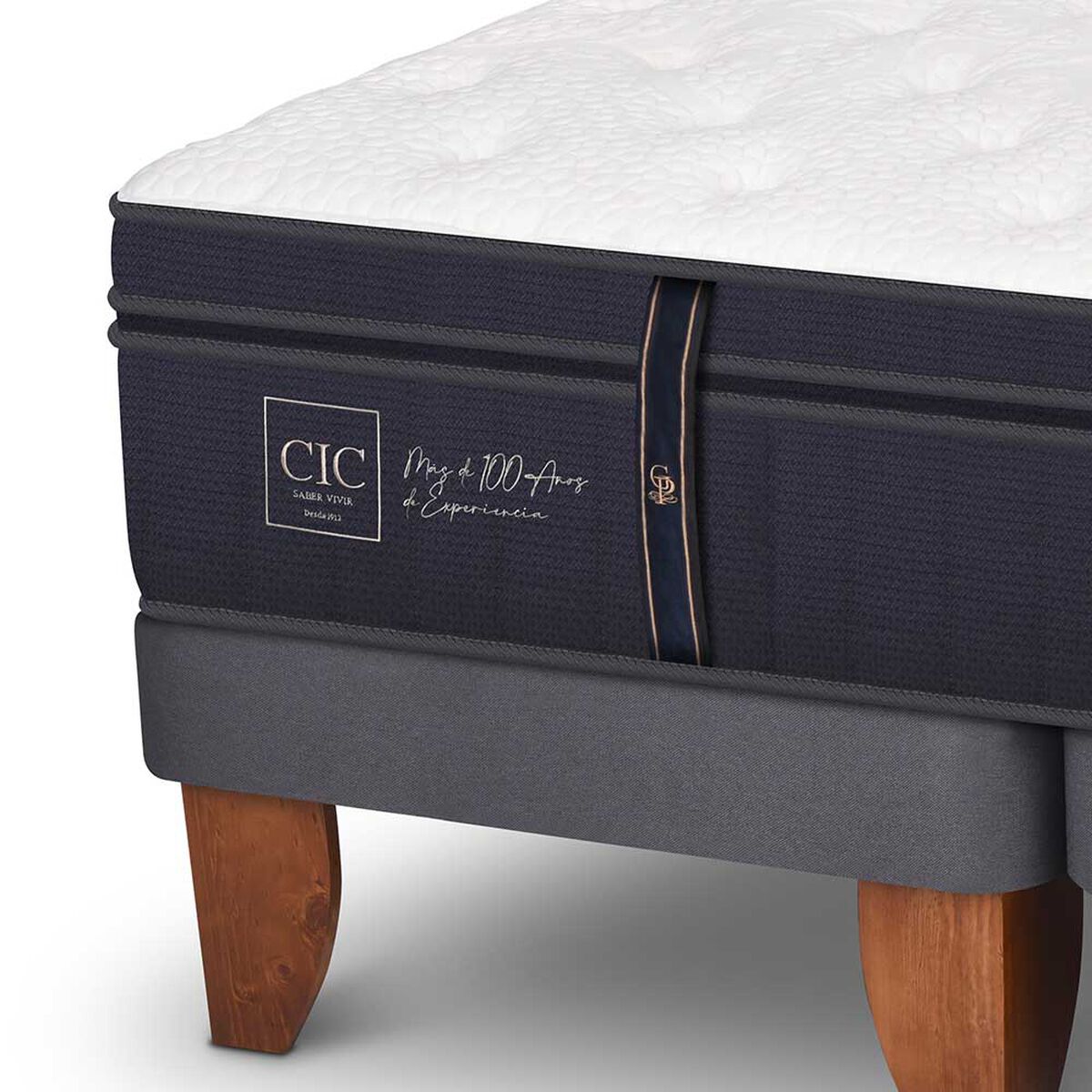 Cama Europea CIC Base Dividida 2 Plazas Grand Premium + Respaldo Kavery