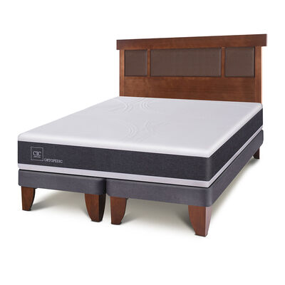 Imagen 2 del producto Cama Europea CIC Base Dividida 2 Plazas New Ortopedic + Respaldo Dublin Caramelo
