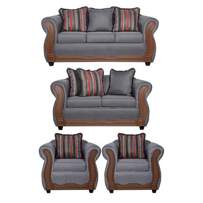 Juego de Living Black Factory Sofia 7 Cuerpos Marengo