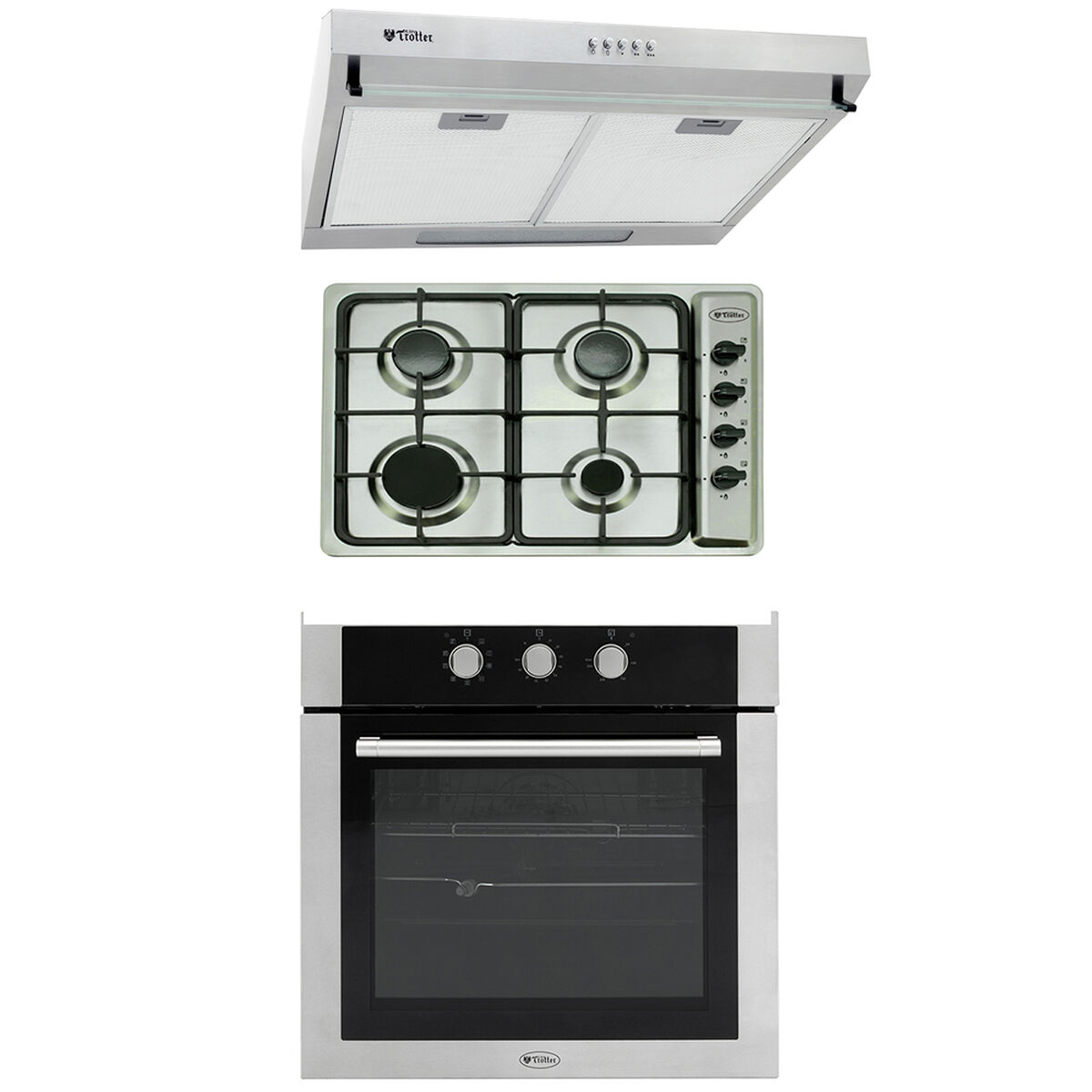 Kit Albin Trotter Campana AT-XN REIN 60 INOX + Encimera AT-G XN FEIN FF + Horno Eléctrico AT-XN E HARBURG