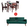 Combo Juego de Comedor Casanova Roma 4 Sillas + Sofá Cama Casanova Renata 3 Cuerpos Verde Piedra