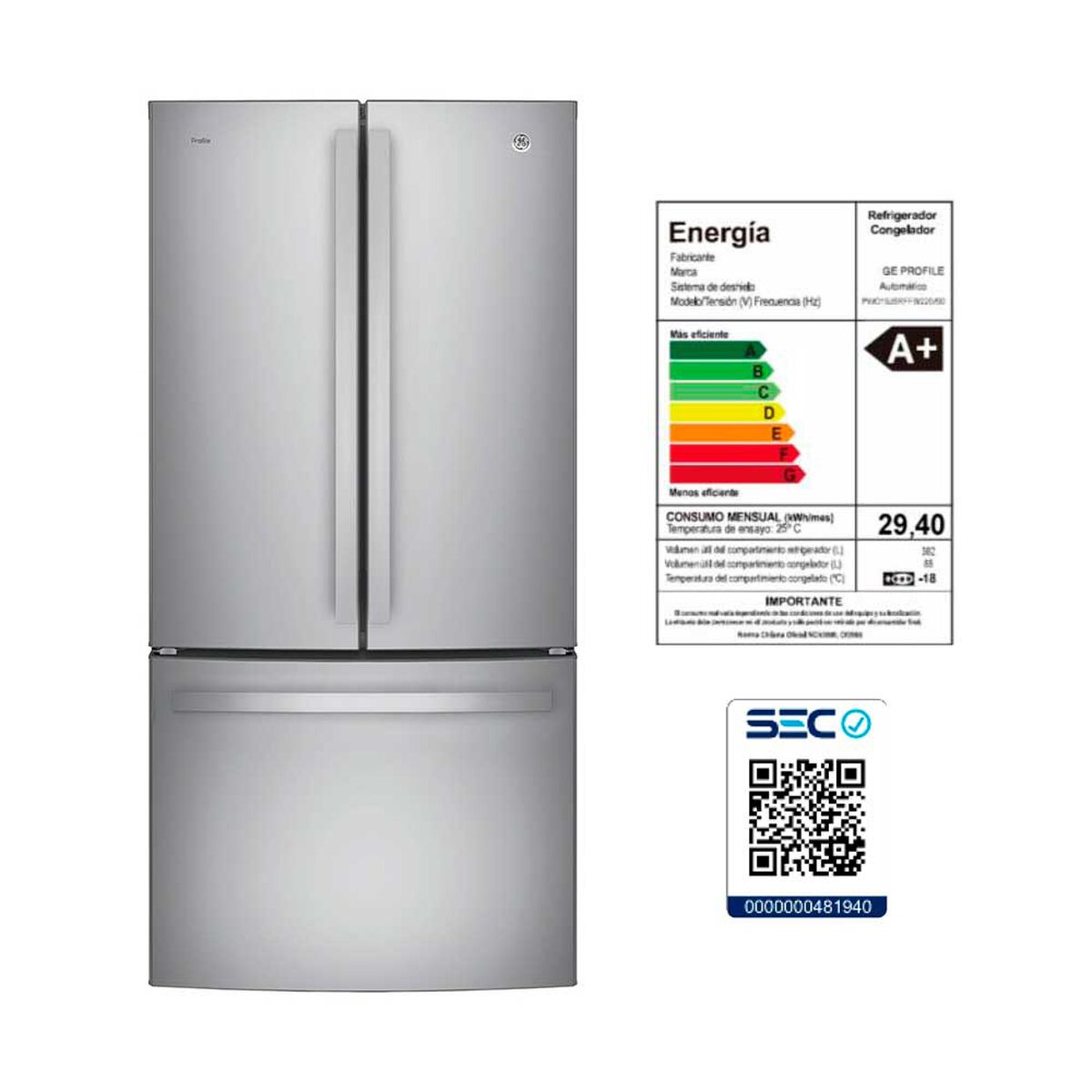 Refrigerador Side by Side General Electric PWO19JSRFFS 470 lts.