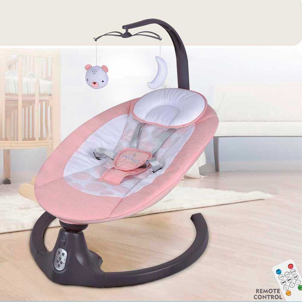 Silla Nido Bebe Mecedora Baby Swing con Bluetooth Rosada Bebesit