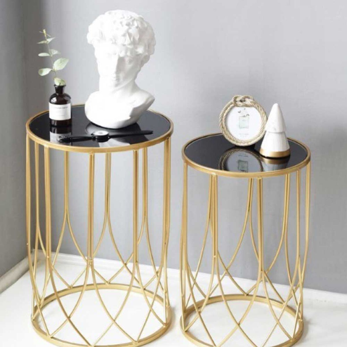 Set 2 Mesas de Vidrio Ankara Store T1010 Dorado