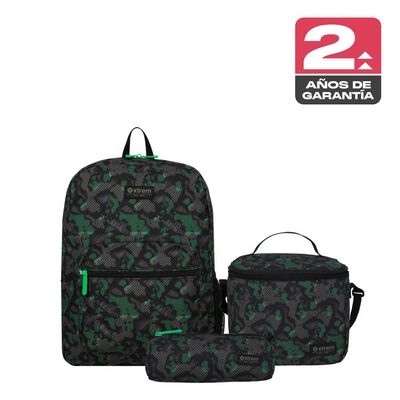 Triple Pack 6XT Mochila Ni&ntilde;o Xtrem Verde Militar