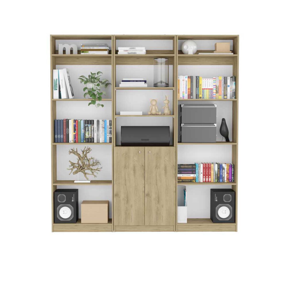 2 Estantes 4 Repisas + Estante 2 Puertas + 3 Complementos TuHome Home Macadamia
