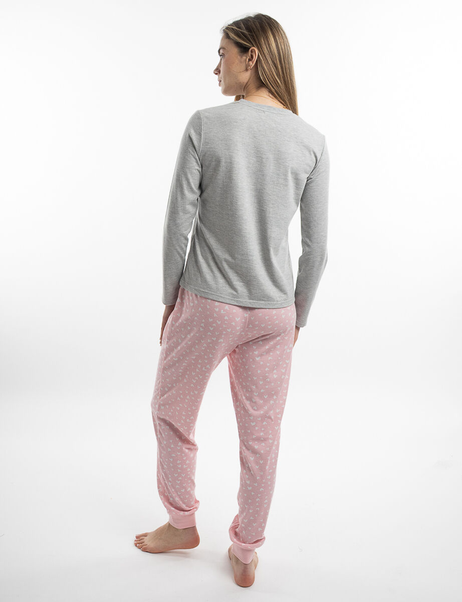 Pijama Manga Larga Ping&uuml;ino Corazones Jersey Mujer Icono