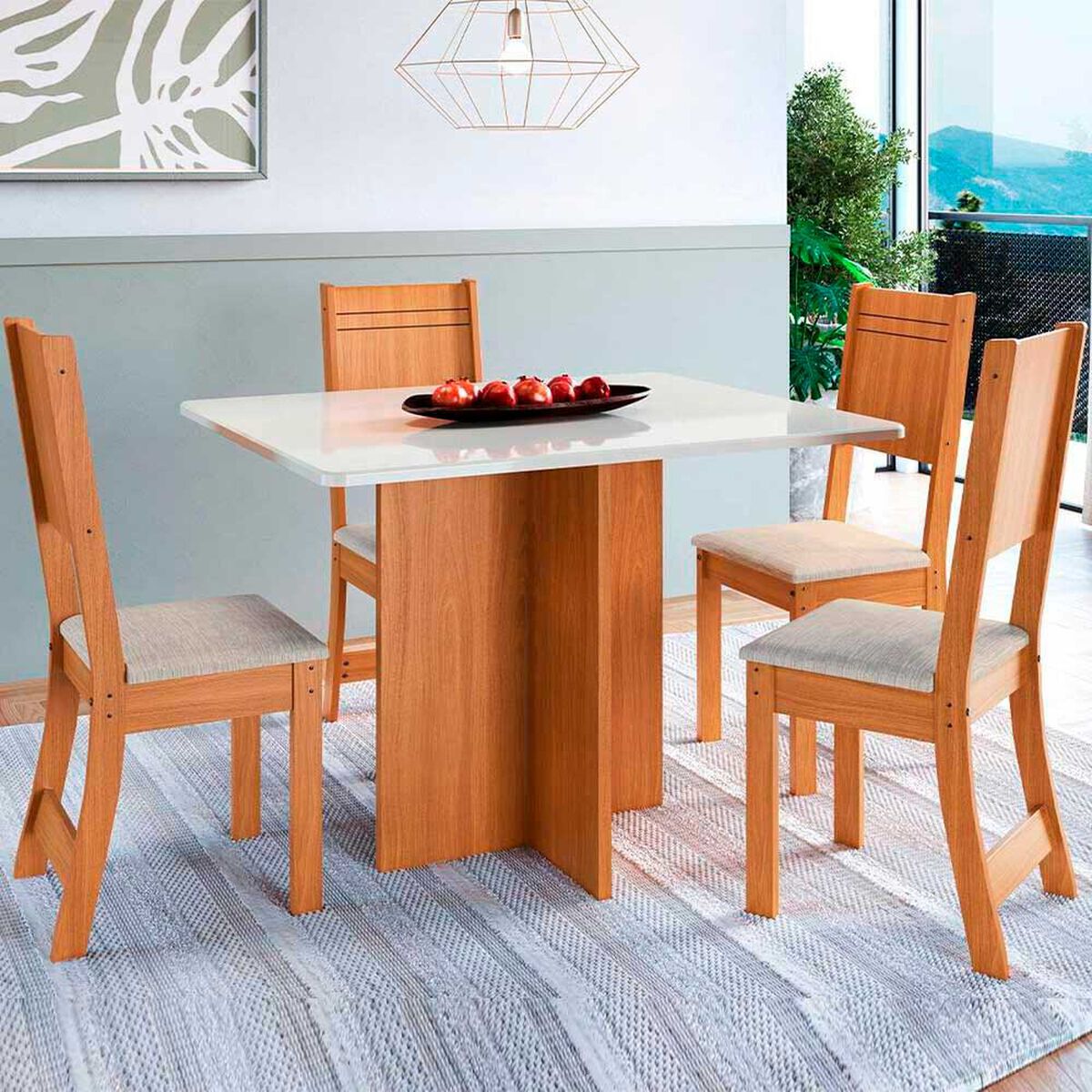 Juego de Comedor Home Mobili Monaco 4 Sillas Caf&eacute;