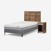 Cama Europea Rosen 1,5 Plazas Pratta + Respaldo + Velador Robin