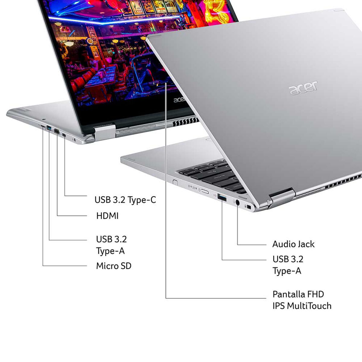 Notebook Acer SP314-21-R5K2 Ryzen 3 4GB 256GB SSD 14" Touch