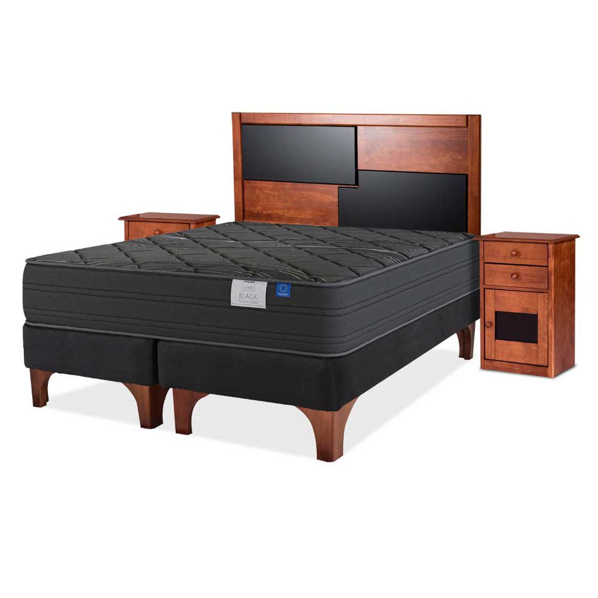 Cama Europea Flex King Black + Set Colonia