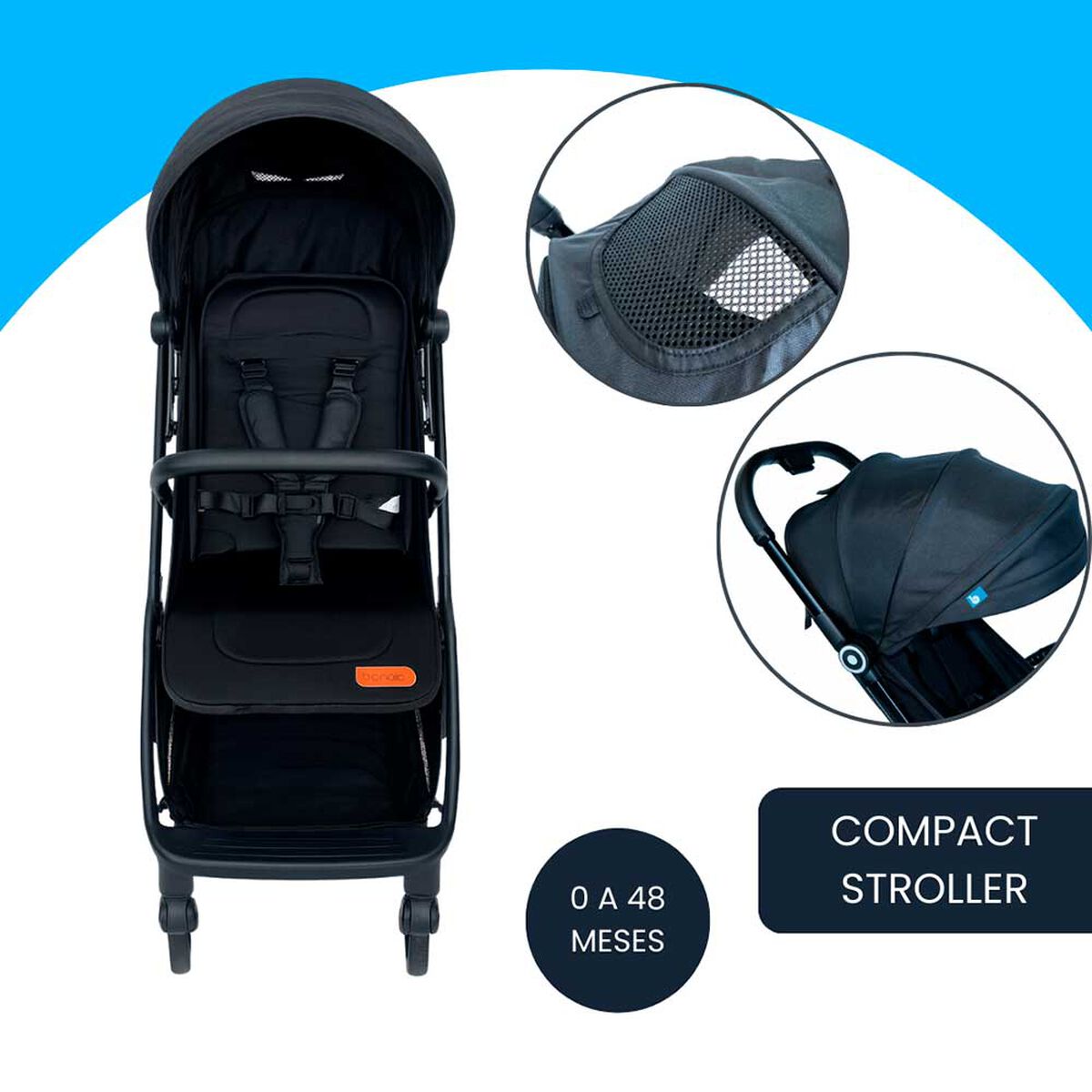 Coche Paseo Compacto Plegado Autom&aacute;tico RS-1337 Negro