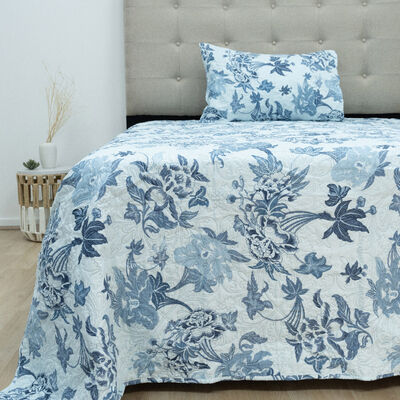 Quilt Doral Hotpress Estampado 1,5 Plazas Floral