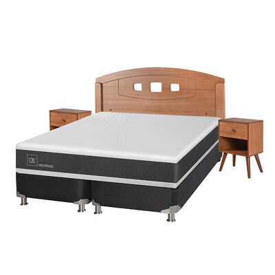 Imagen 2 del producto Box Spring CIC Base Dividida 2 Plazas New Ortopedic + Respaldo + 2 Veladores New Gales