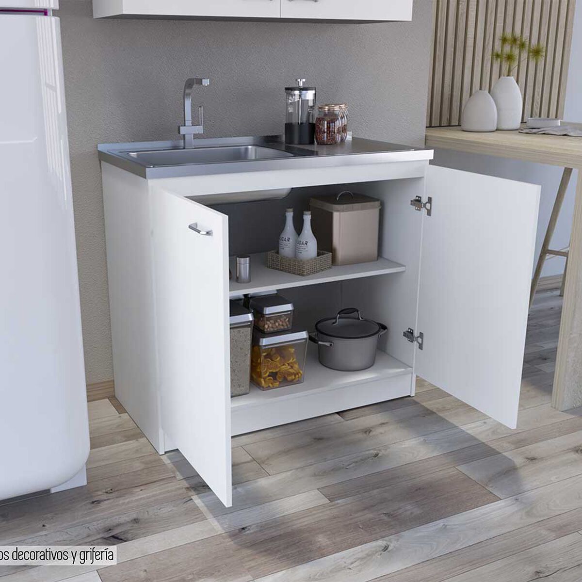 Mueble de Cocina Inferior TuHome Napoles 2 Puertas Blanco