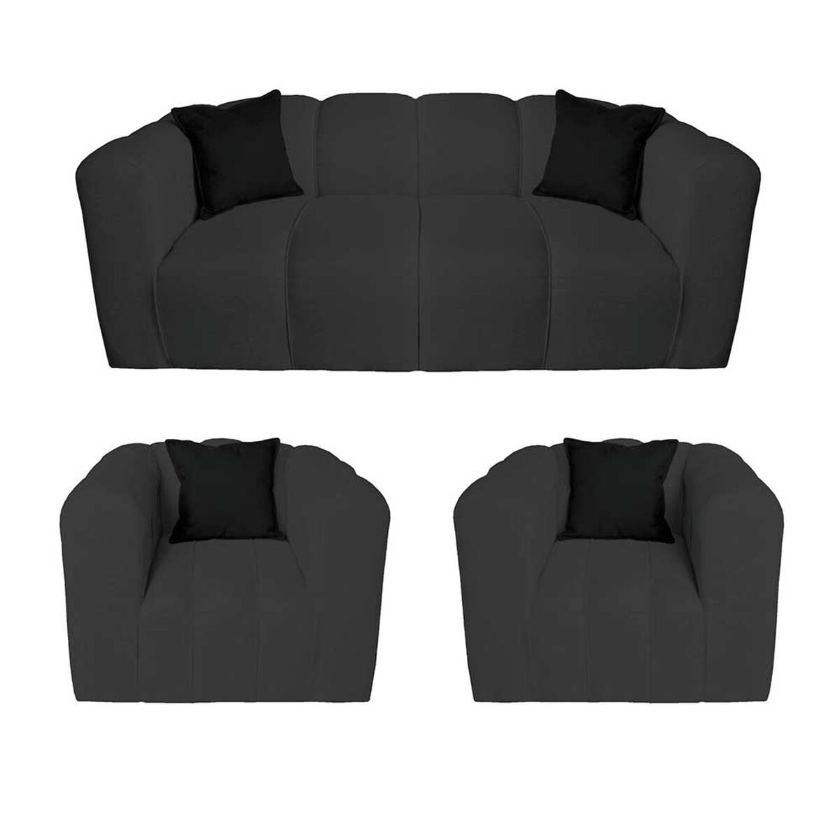 Juego de Living Muebles MYM Leonol Sof&aacute; 3 Cuerpos + Dos Sillones 1 Cuerpo Negro