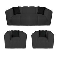 Juego de Living Muebles MYM Leonol Sofá 3 Cuerpos + Dos Sillones 1 Cuerpo Negro
