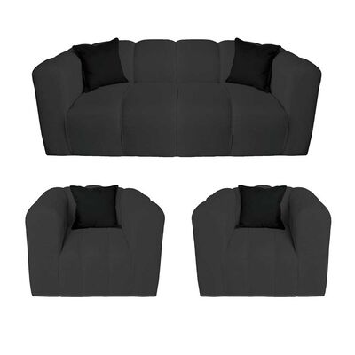 Imagen 1 del producto Juego de Living Muebles MYM Leonol Sofá 3 Cuerpos + Dos Sillones 1 Cuerpo Negro