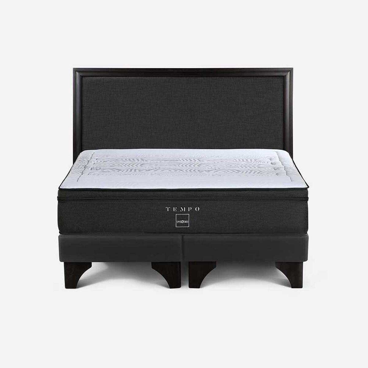 Cama Europea Rosen Base Dividida S&uacute;per King Tempo + Respaldo Nolita Grafito