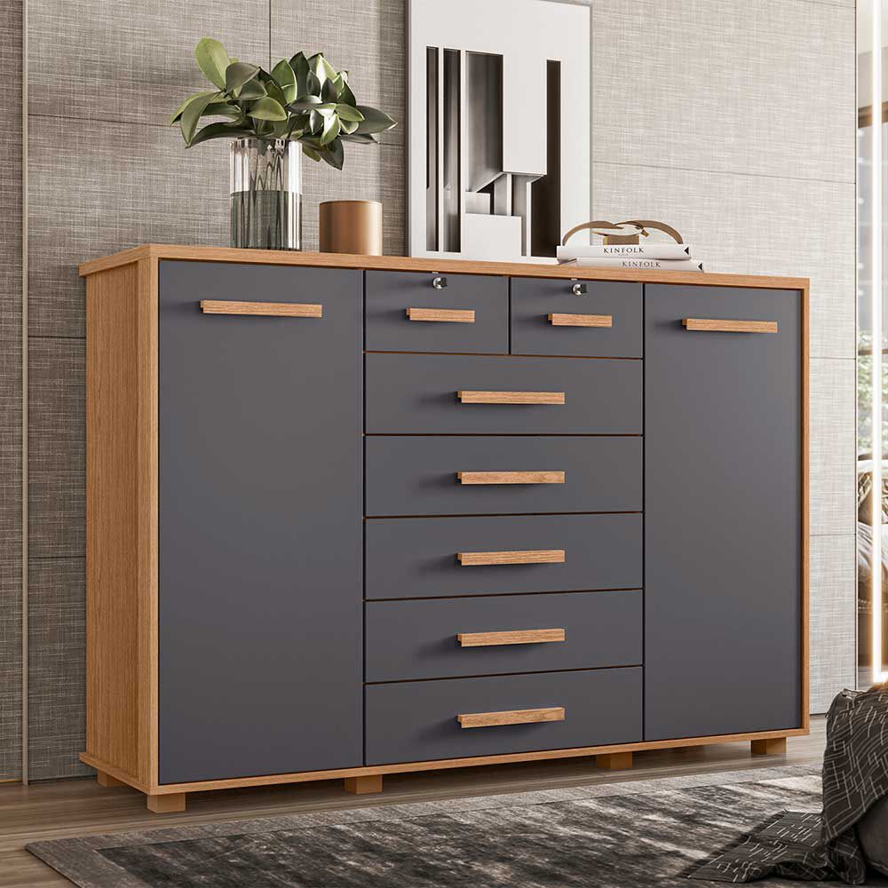 Cómoda Vekkahome Fontana 7 Cajones Gris