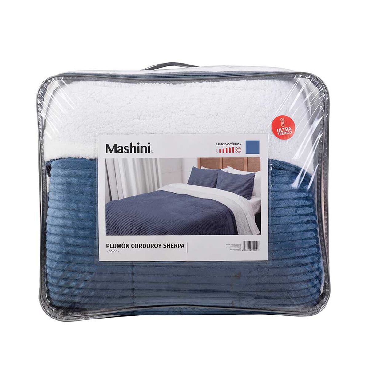 Plumón Mashini 2 Plazas Liso Azul