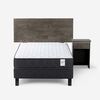 Cama Europea Rosen 1 Plaza Wave + Respaldo + Velador Tabor Grafito