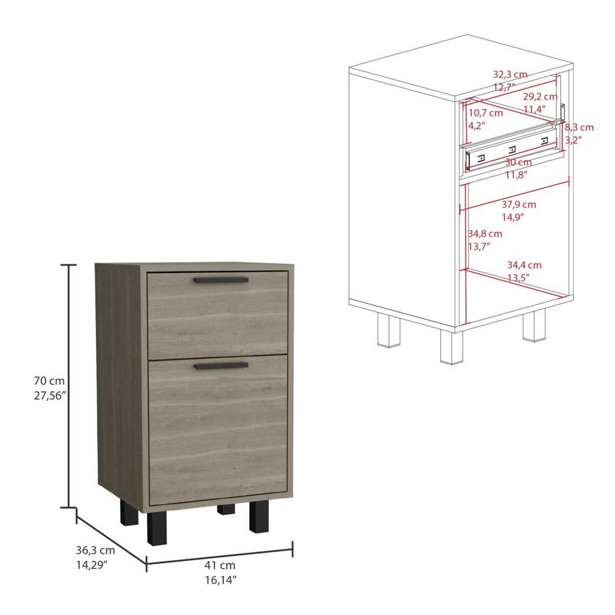 Velador TuHome Secret Z-81 con Cajón Oculto 1 Puerta Bardolino