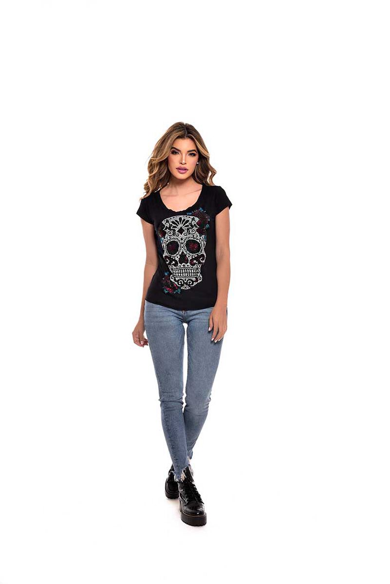 Polera Manga Corta Mujer Rock Caviar