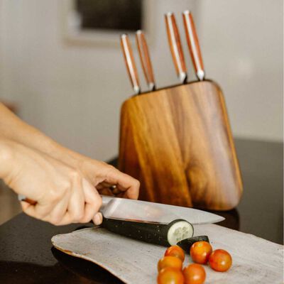 Imagen 2 del producto Set 5 Cuchillos Simplit Holz Acero Inoxidable + Taco Café