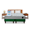 Combo Cama Europea Latam Home 2 Plazas Cannon BD Tela Verde + Textil + Respaldo + 2 Veladores Orion
